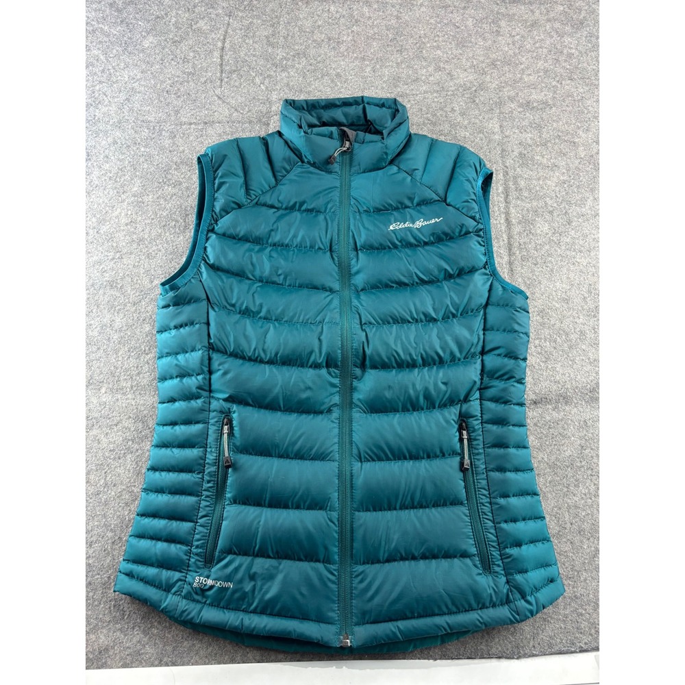 Eddie Bauer First Ascent StormDown 800 Puffer Vest Womens XS Teal Blue Full Zipโ